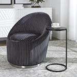 Aged Black Metal Frame Slab Top Accent Table