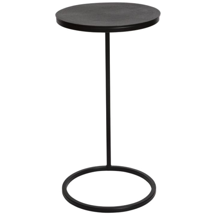 Aged Black Metal Frame Slab Top Accent Table