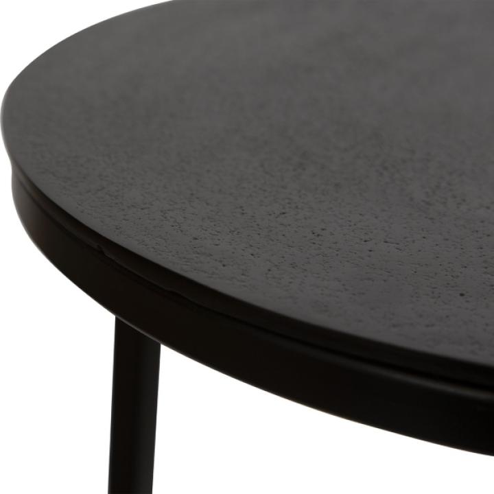 Aged Black Metal Frame Slab Top Accent Table
