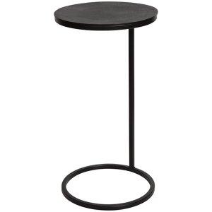 Aged Black Metal Frame Slab Top Accent Table