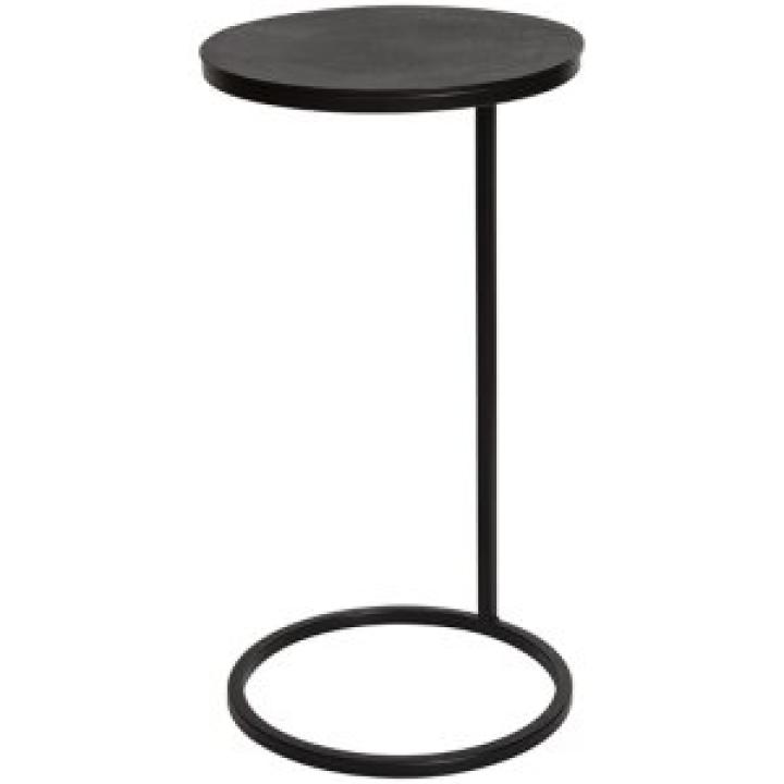 Aged Black Metal Frame Slab Top Accent Table