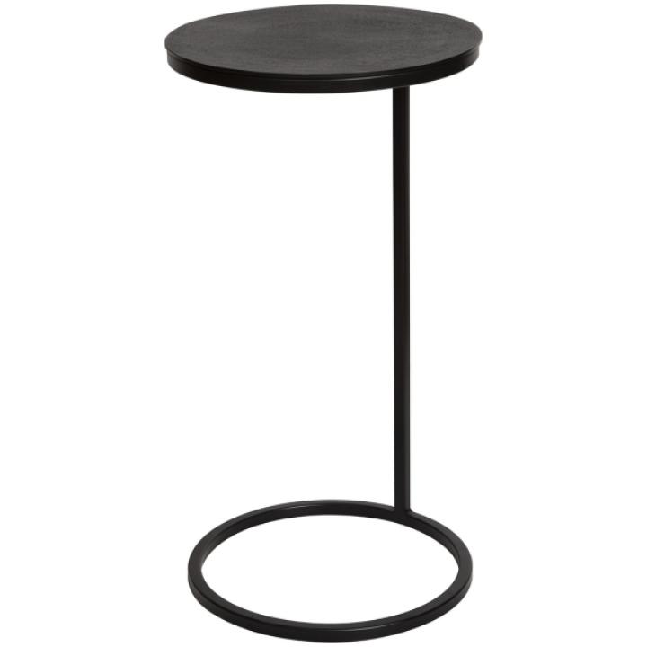 Aged Black Metal Frame Slab Top Accent Table