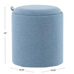 Blue Upholstered Ottomans with Tray Tops, Set of 2
