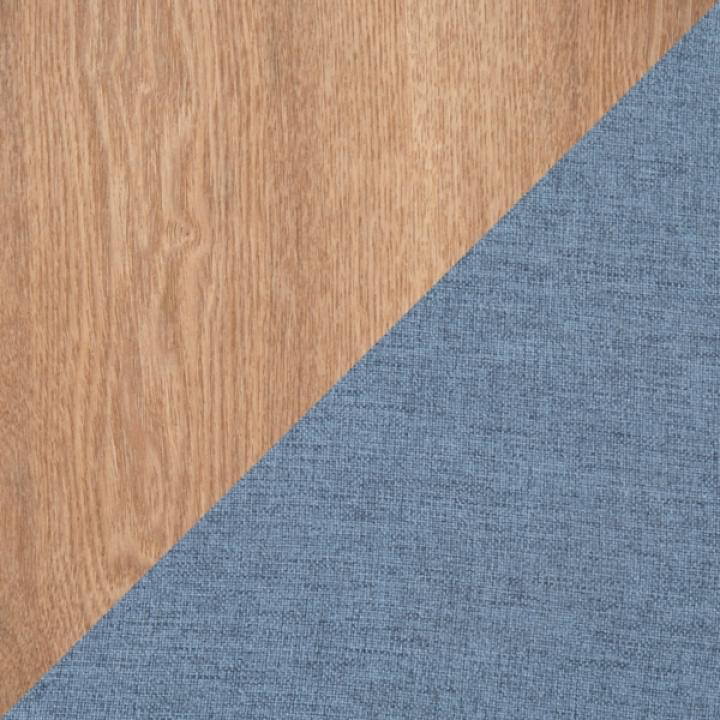 Blue Upholstered Ottomans with Tray Tops, Set of 2