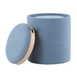 Blue Upholstered Ottomans with Tray Tops, Set of 2