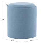 Blue Upholstered Ottomans with Tray Tops, Set of 2