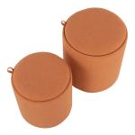 Rust Upholstered Ottomans with Tray Tops, Set of 2