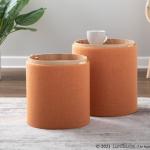 Rust Upholstered Ottomans with Tray Tops, Set of 2