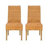 Natural Rattan Wicker 2-pc. Dining Chair Set