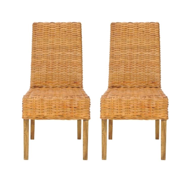 Natural Rattan Wicker 2-pc. Dining Chair Set