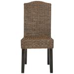 Brown Camelback Wicker Dining Chairs, Set of 2
