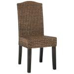 Brown Camelback Wicker Dining Chairs, Set of 2