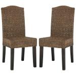 Brown Camelback Wicker Dining Chairs, Set of 2