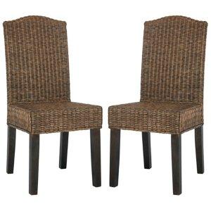 Brown Camelback Wicker Dining Chairs, Set of 2