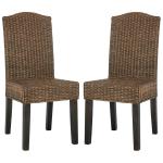 Brown Camelback Wicker Dining Chairs, Set of 2