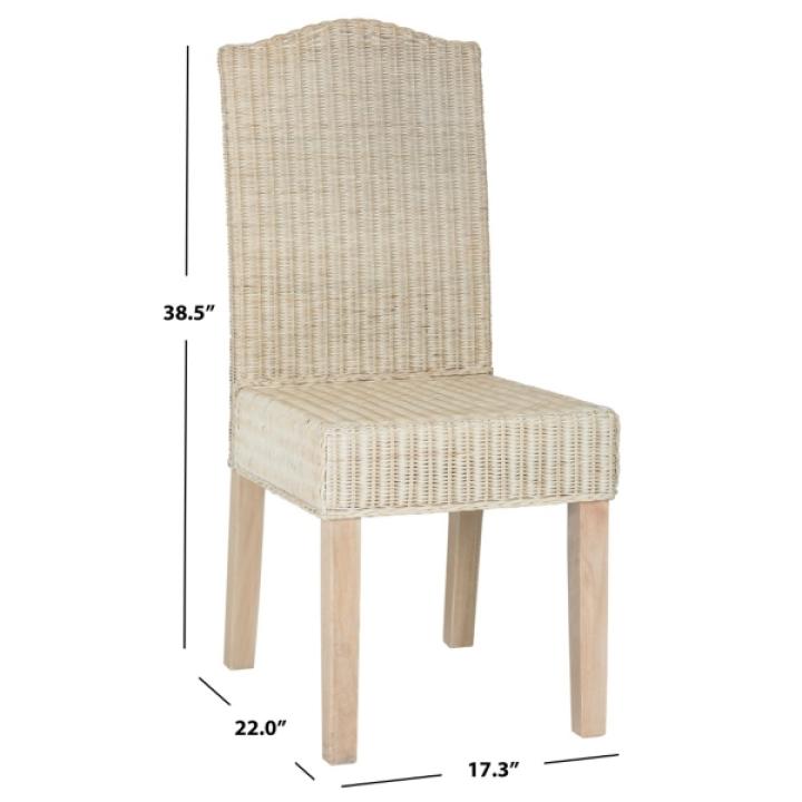 White Camelback Wicker Dining Chairs, Set of 2
