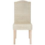White Camelback Wicker Dining Chairs, Set of 2