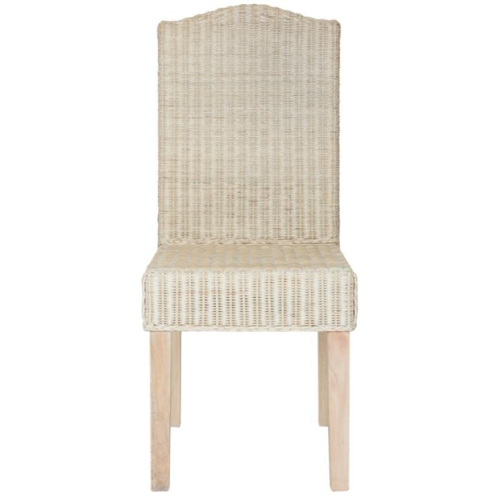 White Camelback Wicker Dining Chairs, Set of 2