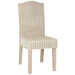 White Camelback Wicker Dining Chairs, Set of 2