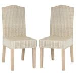 White Camelback Wicker Dining Chairs, Set of 2