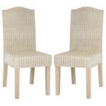 White Camelback Wicker Dining Chairs, Set of 2