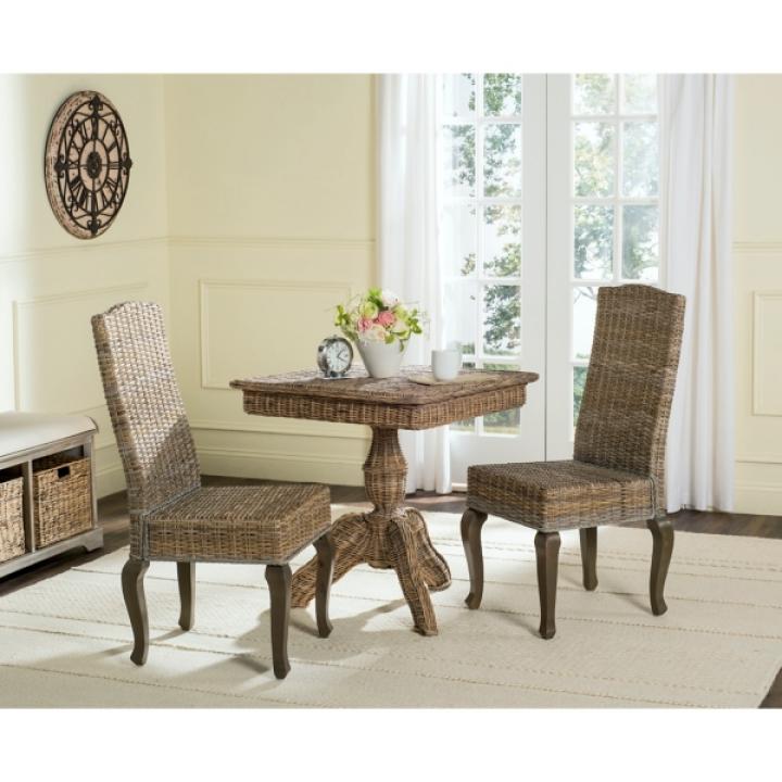 Gray Aged Rattan Wicker 2-pc. Dining Chair Set