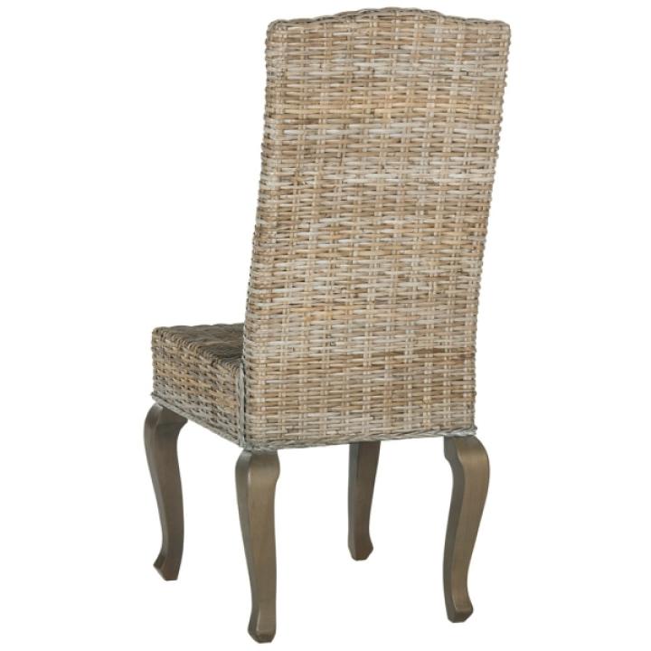 Gray Aged Rattan Wicker 2-pc. Dining Chair Set