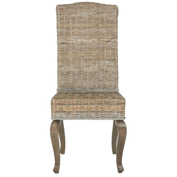 Gray Aged Rattan Wicker 2-pc. Dining Chair Set