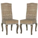 Gray Aged Rattan Wicker 2-pc. Dining Chair Set