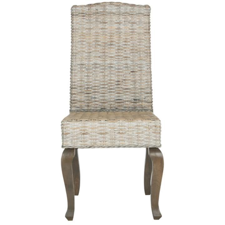 Whitewashed Kubu Rattan Dining Chairs, Set of 2