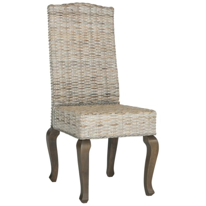 Whitewashed Kubu Rattan Dining Chairs, Set of 2