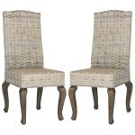 Whitewashed Kubu Rattan Dining Chairs, Set of 2