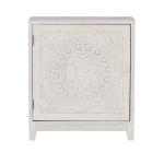Smokey White Resin Medallion Door Cabinet