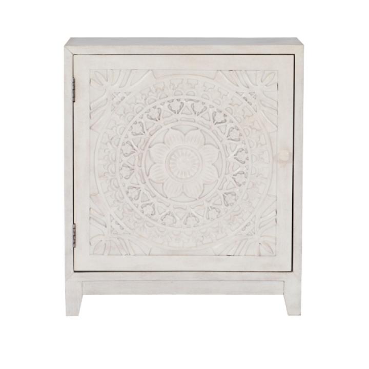 Smokey White Resin Medallion Door Cabinet