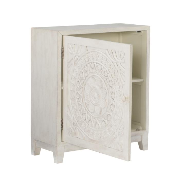 Smokey White Resin Medallion Door Cabinet