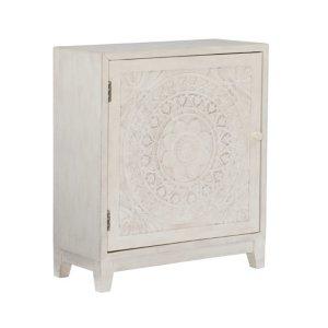 Smokey White Resin Medallion Door Cabinet