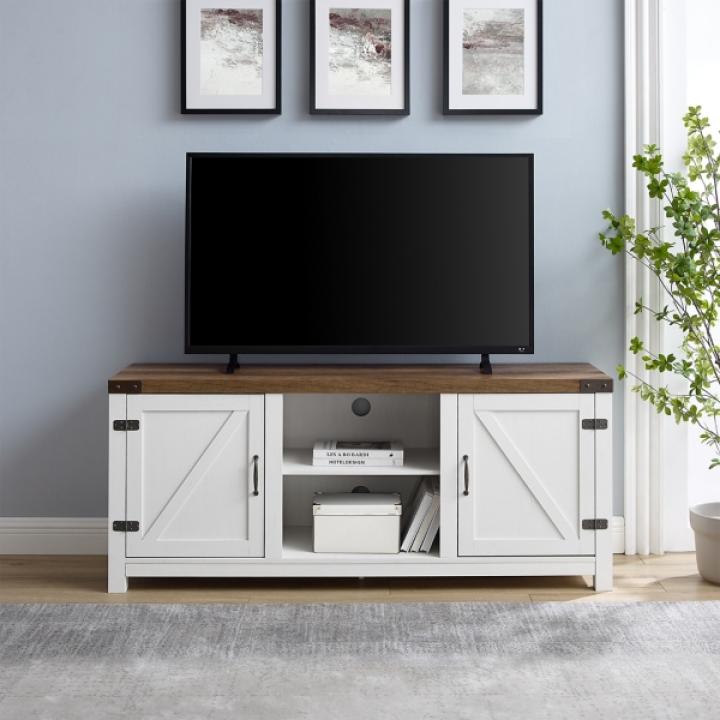 Oak Farmhouse Double Door TV Stand