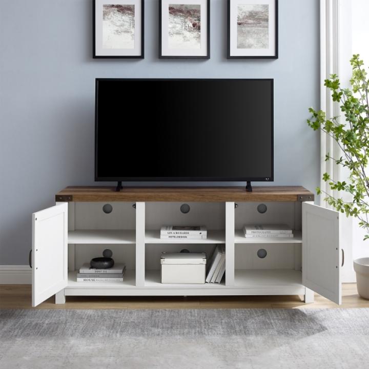 Oak Farmhouse Double Door TV Stand