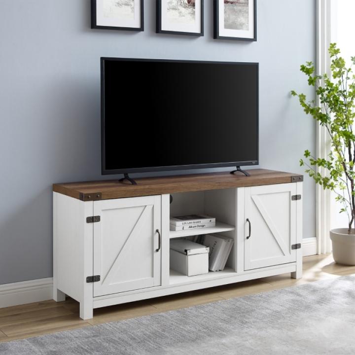 Oak Farmhouse Double Door TV Stand
