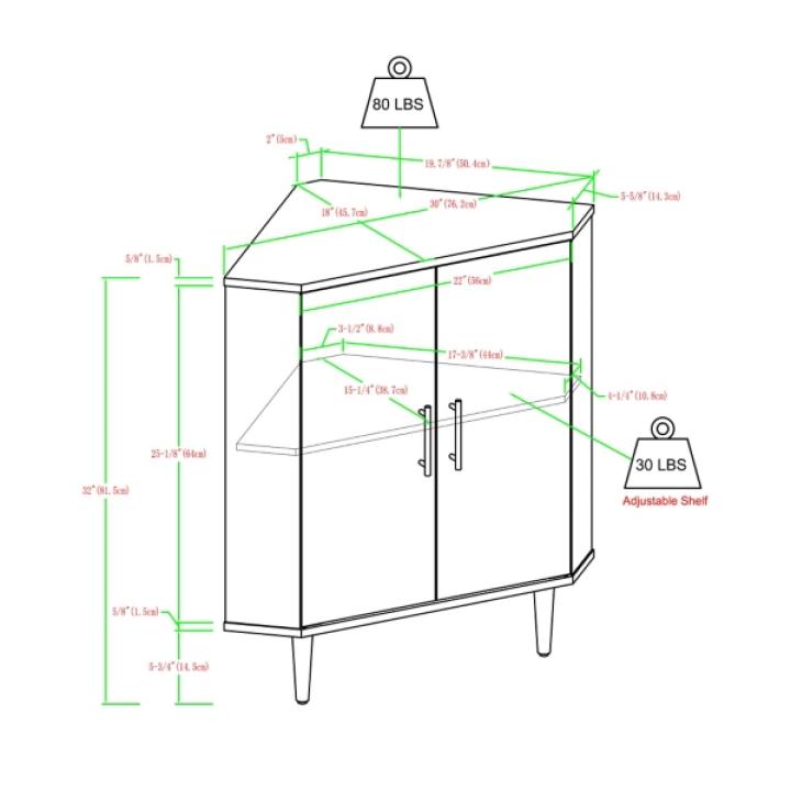 Birch Wood Finish Corner Cabinet