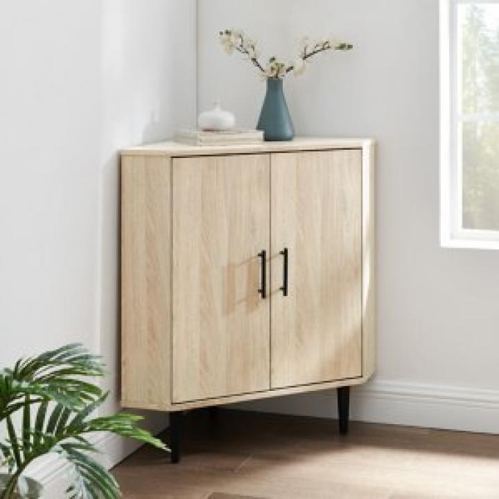 Birch Wood Finish Corner Cabinet