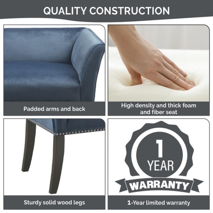 Antique Sapphire Low Back Upholstered Bench