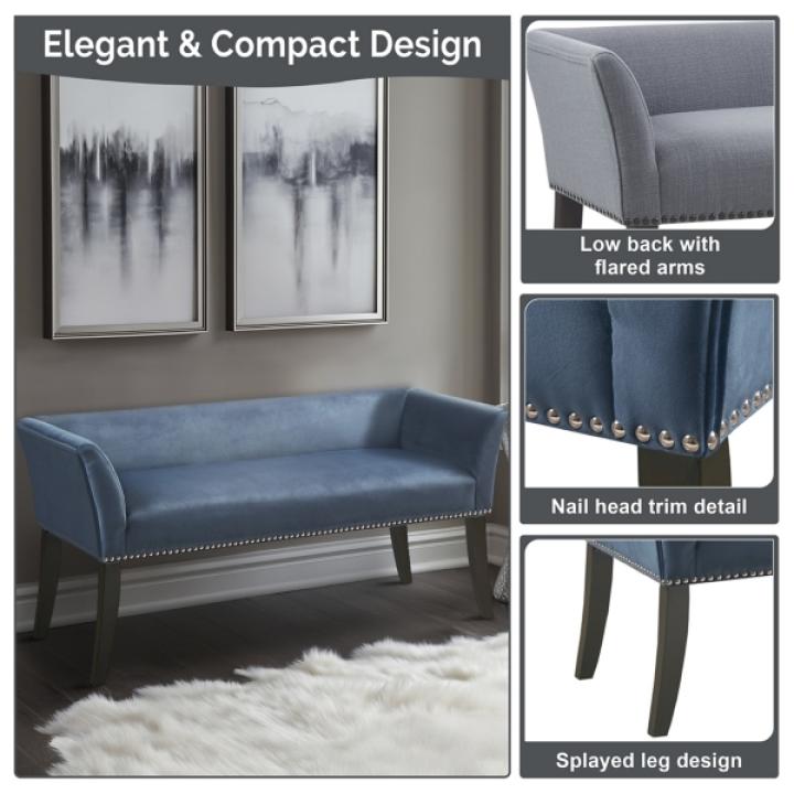 Antique Sapphire Low Back Upholstered Bench