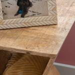 Natural Mango Wood Hourglass Accent Table