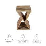 Natural Mango Wood Hourglass Accent Table