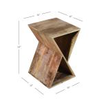 Natural Mango Wood Hourglass Accent Table