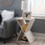 Whitewashed Mango Wood Hourglass Accent Table