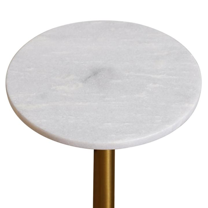 White Marble Top Tapered Base Accent Table, 12 in.