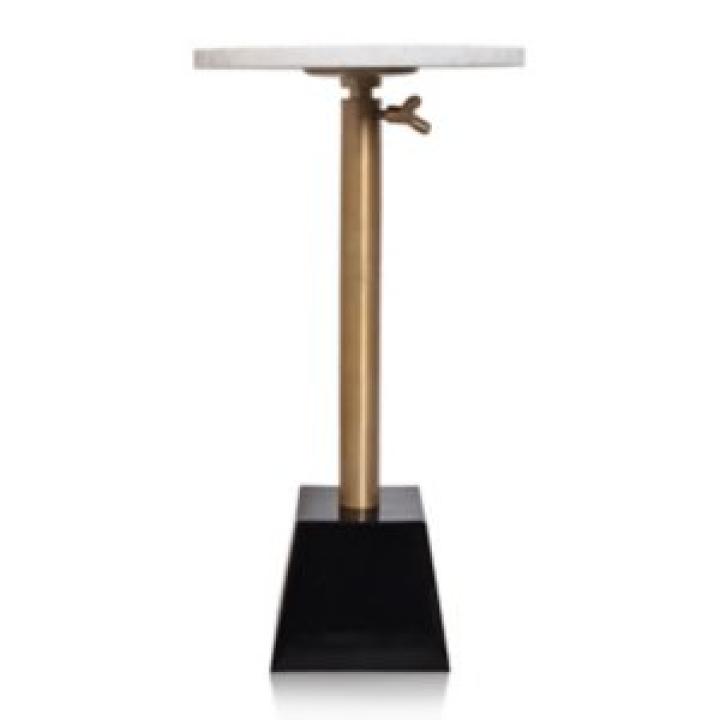 White Marble Top Tapered Base Accent Table, 12 in.