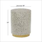 Gray Mother Of Pearl Sells Wood Base Accent Table